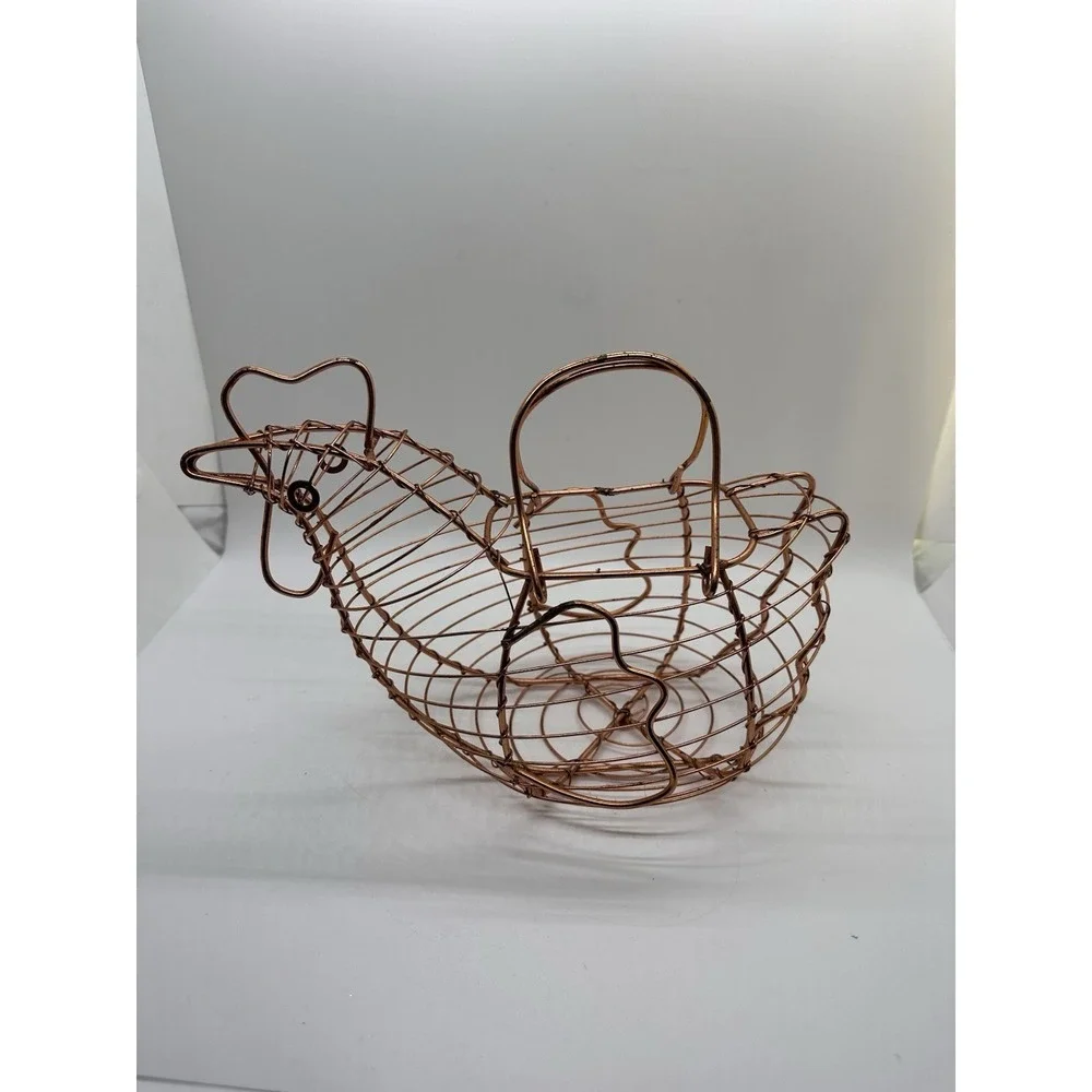 Copper Wire Chicken Basket Farmhouse Egg Holder‎ Country Kitchen Decor